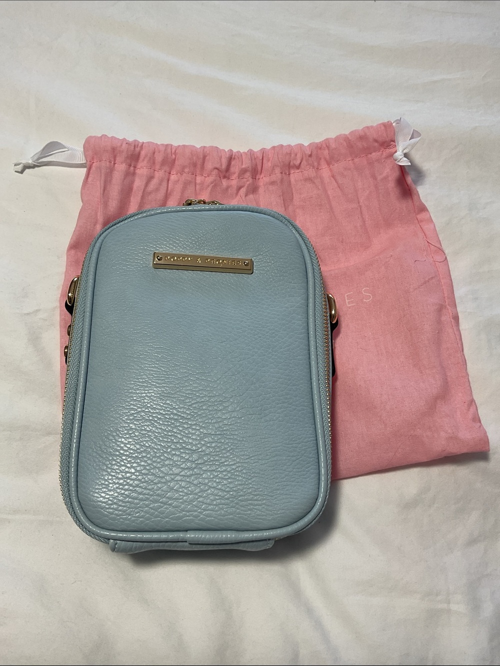Poppy & Peonies Rambler Crossbody – Sky Blue – New Without Tags